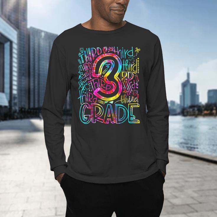 3rd Grade Typography Team Third Grade Teacher Back To School Men's Long Sleeve T-Shirt, gift for family, gift for coworker