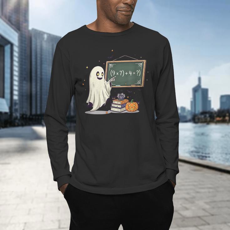 67 Teacher Halloween Ghost Six Seven Meme Math Joke Men's Long Sleeve T-Shirt, gift for family, gift for coworker