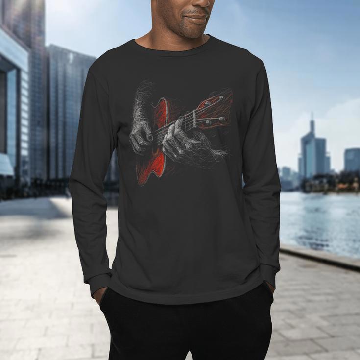 Acoustic Guitar Player Shirt Vintage Music Teacher Guitarist Men's Long Sleeve T-Shirt, gift for family, gift for coworker