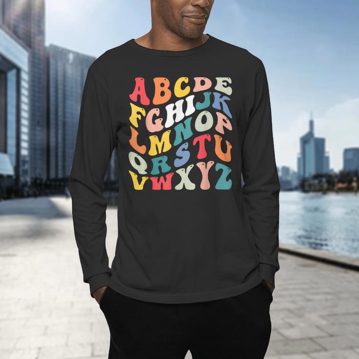 Alphabet Hi Back To School ABC Pre K Kindergarten Teacher Men's Long Sleeve T-Shirt, gift for family, gift for coworker
