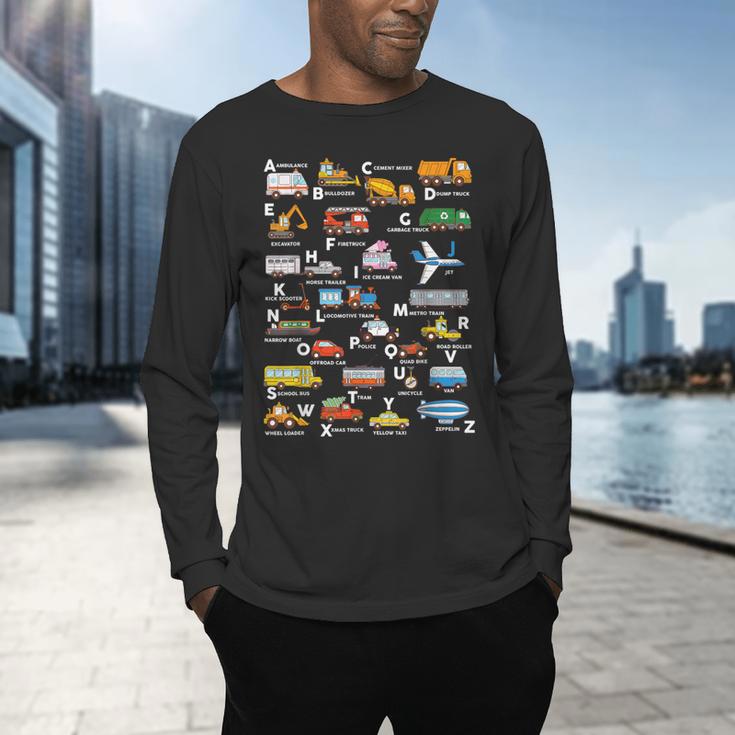 Alphabet Vehicles ABCs Learning Teachers Kids Boys Girls Men's Long Sleeve T-Shirt, gift for family, gift for coworker Alphabet Vehicles ABCs Learning Teachers Kids Boys Girls Men's Long Sleeve T-Shirt, gift for family, gift for coworker