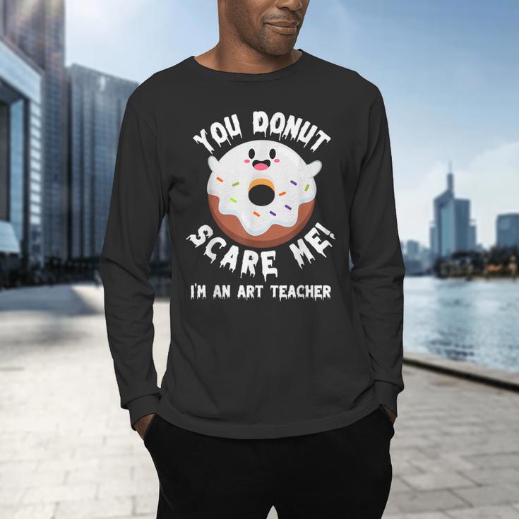 Art Teacher Halloween Donut Lover Costume Kawaii Monster Men's Long Sleeve T-Shirt, gift for family, gift for coworker