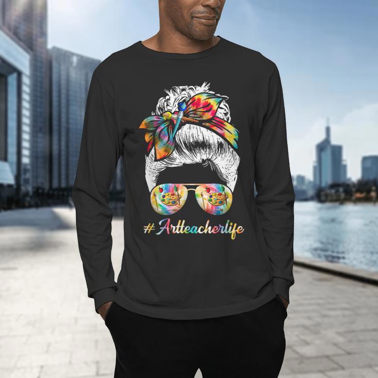 Art Teacher Life Messy Bun Back To School Art Teacher Men's Long Sleeve T-Shirt, gift for family, gift for coworker