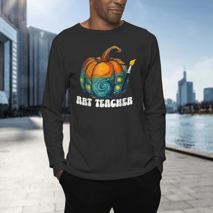 Art Teacher Pumpkin Halloween Night Men Women Men's Long Sleeve T-Shirt, gift for family, gift for coworker
