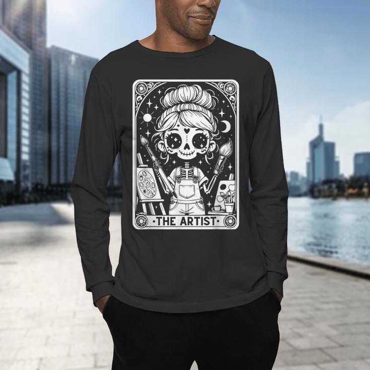 Artist Tarot Card Skeleton Painter Art Teacher Witchy Men's Long Sleeve T-Shirt, gift for family, gift for coworker