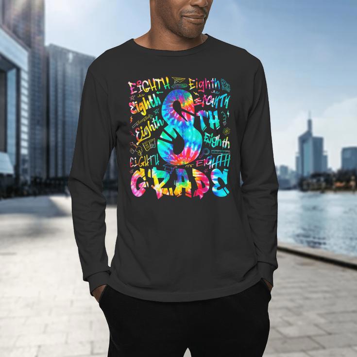 Back To School Eighth 8th Grade Tie Dye Typography Teacher Men's Long Sleeve T-Shirt, gift for family, gift for coworker Back To School Eighth 8th Grade Tie Dye Typography Teacher Men's Long Sleeve T-Shirt, gift for family, gift for coworker