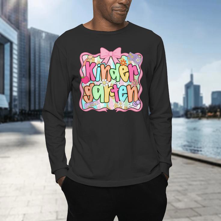 Back To School Kindergarten Preppy Teacher Girl Men's Long Sleeve T-Shirt, gift for family, gift for coworker