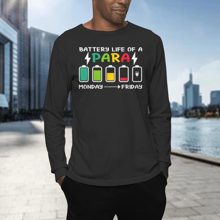 Battery Life Of a Paraprofessional Para Teacher Life Men's Long Sleeve T-Shirt, gift for family, gift for coworker Battery Life Of a Paraprofessional Para Teacher Life Men's Long Sleeve T-Shirt, gift for family, gift for coworker