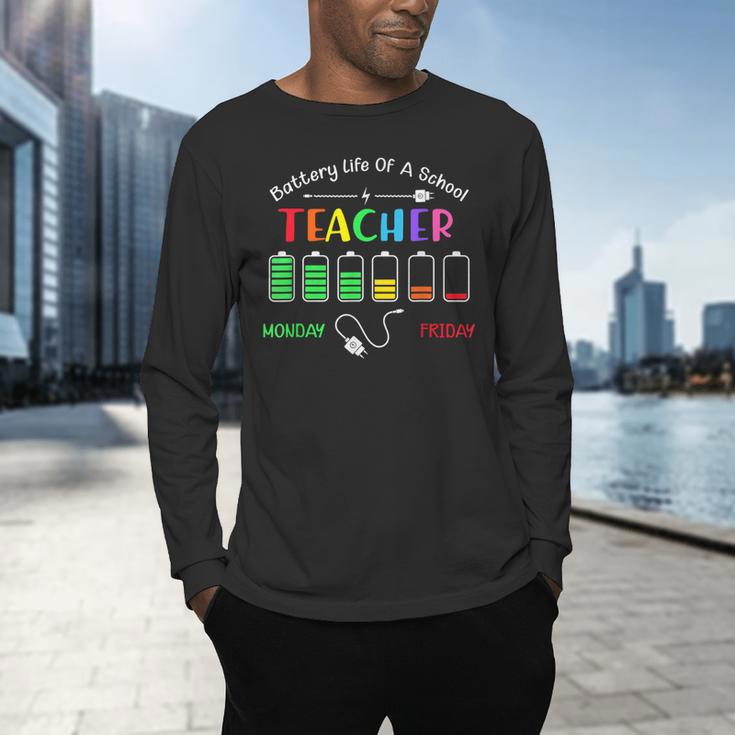 Battery Life Of A School Teacher Monday To Friday For Men Women Men's Long Sleeve T-Shirt, gift for family, gift for coworker