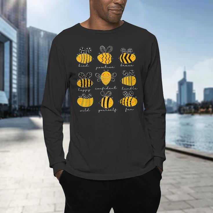 Bee Kind Positive Brave Happy Confident Humble Teacher Men's Long Sleeve T-Shirt, gift for family, gift for coworker Bee Kind Positive Brave Happy Confident Humble Teacher Men's Long Sleeve T-Shirt, gift for family, gift for coworker