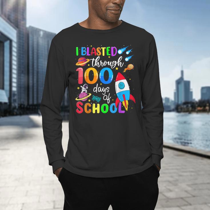 I Blasted Through 100 Days Of School 100th Day Teacher Kids Men's Long Sleeve T-Shirt, gift for family, gift for coworker I Blasted Through 100 Days Of School 100th Day Teacher Kids Men's Long Sleeve T-Shirt, gift for family, gift for coworker