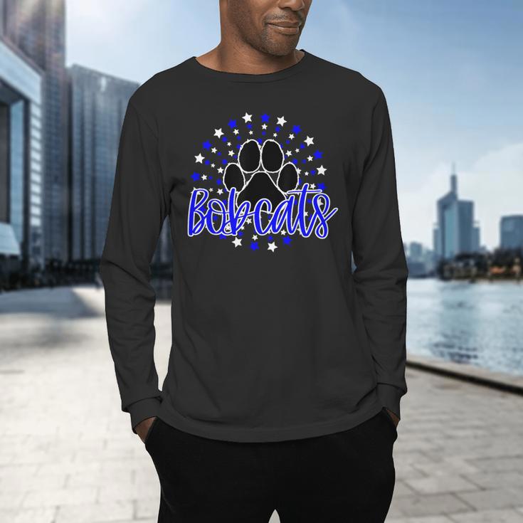 Blue Bobcats School Spirit Coquette Bow Mascot Teacher Men's Long Sleeve T-Shirt, gift for family, gift for coworker Blue Bobcats School Spirit Coquette Bow Mascot Teacher Men's Long Sleeve T-Shirt, gift for family, gift for coworker