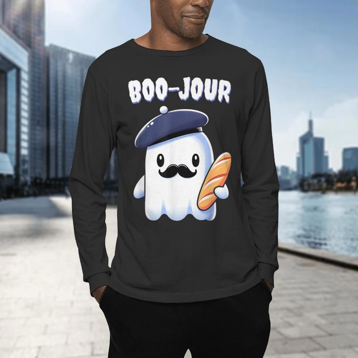 Boo Jour Ghost French Teacher Vintage Teacherlife Groovy Men's Long Sleeve T-Shirt, gift for family, gift for coworker