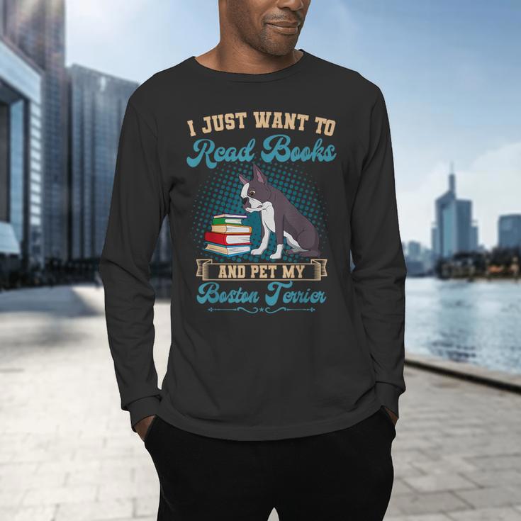 Boston Terrier American Gentleman Bibliophile Book Lover Men's Long Sleeve T-Shirt, gift for family, gift for coworker