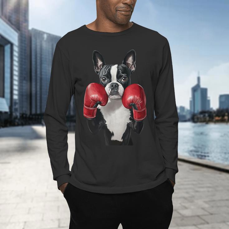 Boston Terrier Boxing Men's Long Sleeve T-Shirt, gift for family, gift for coworker