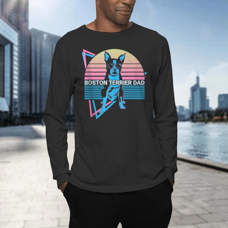 Boston Terrier Dad Retro Men's Long Sleeve T-Shirt, gift for family, gift for coworker