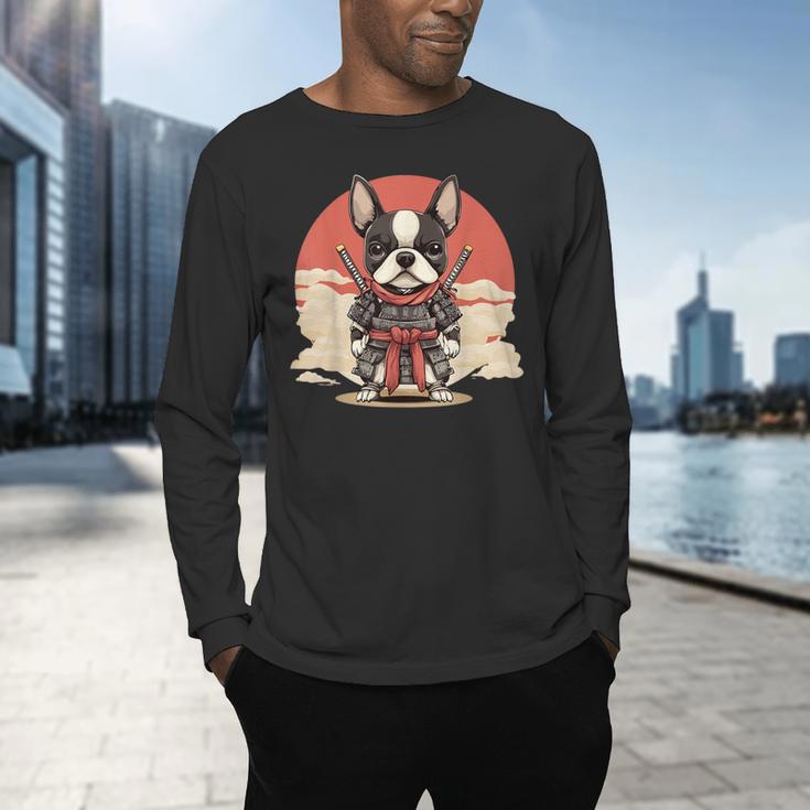 Boston Terrier Dog Japanese Style Samurai Dogs Men's Long Sleeve T-Shirt, gift for family, gift for coworker