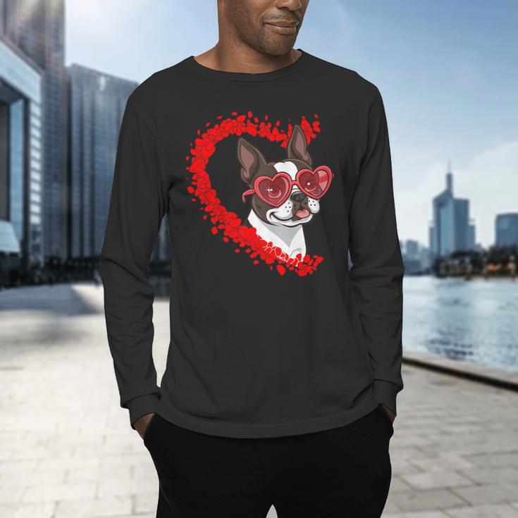 Boston Terrier Dog Mom Dad Valentine’s Day Pet Lover For Men Women Kids Men's Long Sleeve T-Shirt, gift for family, gift for coworker