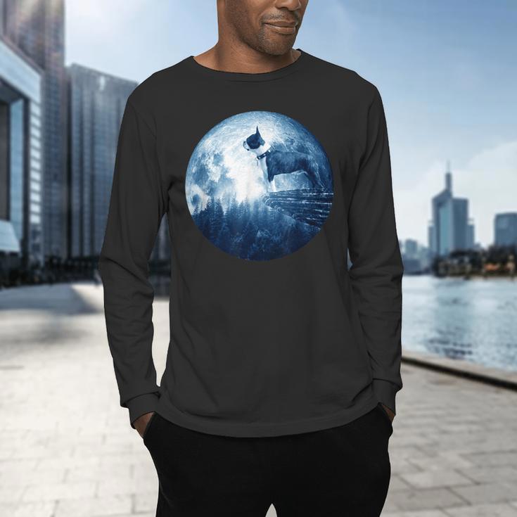Boston Terrier Dog Moon Dog Mom Dad Women Men Dog Lovers Men's Long Sleeve T-Shirt, gift for family, gift for coworker