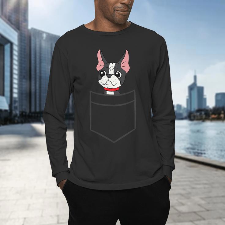 Boston Terrier Dog In The Pocket Boston Terrier For Men Women Girls Kids Men's Long Sleeve T-Shirt, gift for family, gift for coworker