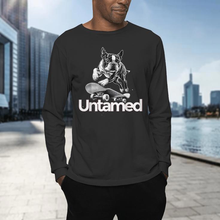 Boston Terrier Dog Untamed For Men Women Men's Long Sleeve T-Shirt, gift for family, gift for coworker