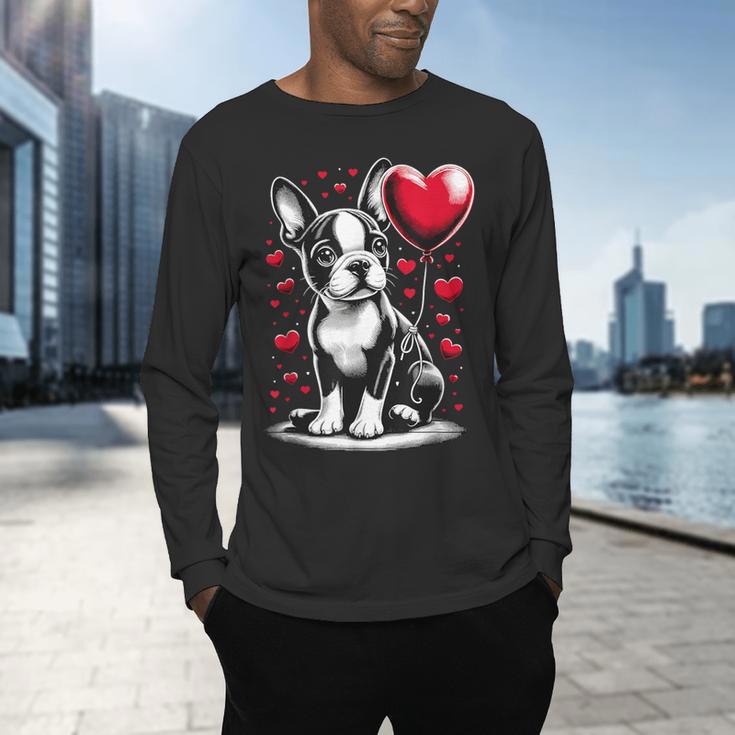 Boston Terrier Dog Valentine's Day Dog Owner Men's Long Sleeve T-Shirt, gift for family, gift for coworker
