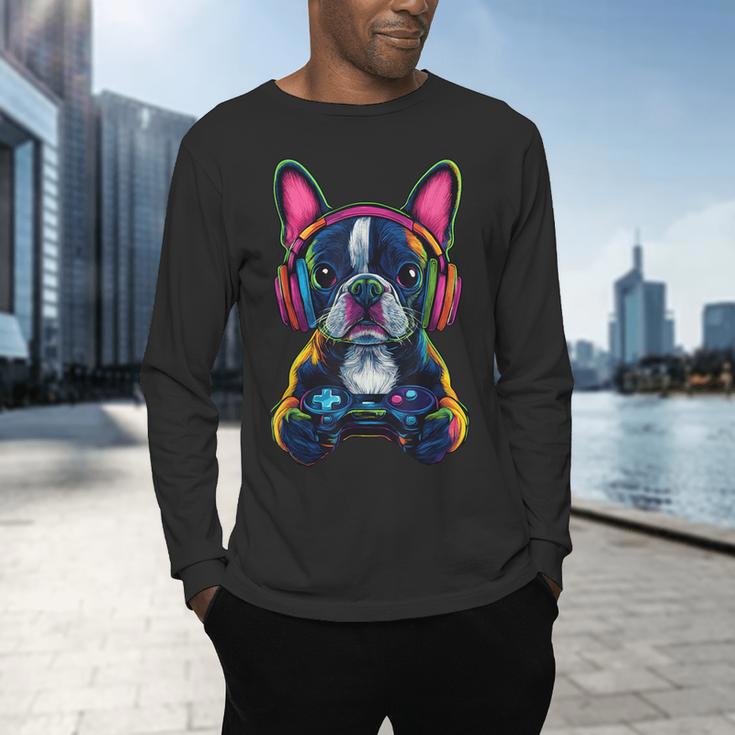 Boston Terrier Lovers Gaming Headphones Boston Terrier Men's Long Sleeve T-Shirt, gift for family, gift for coworker