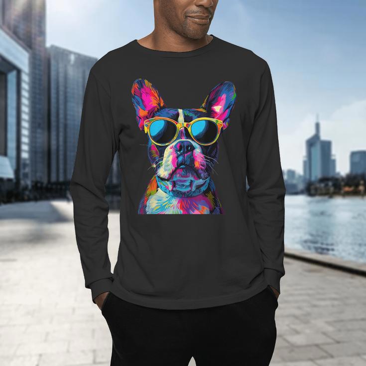 Boston Terrier Lovers Pop Art Boston Terrier Men's Long Sleeve T-Shirt, gift for family, gift for coworker