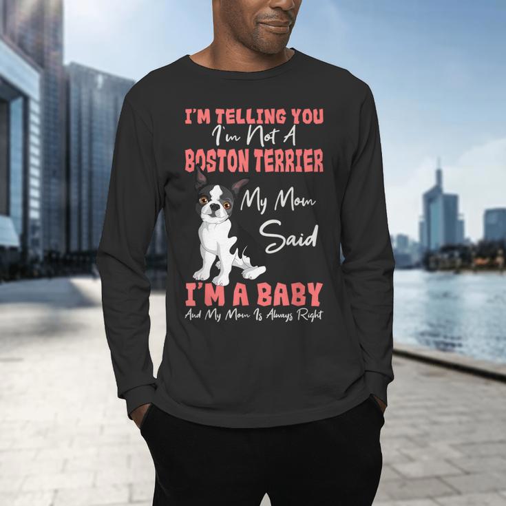 Boston Terrier Mom American Gentleman Dog Lover Mother's Day Men's Long Sleeve T-Shirt, gift for family, gift for coworker