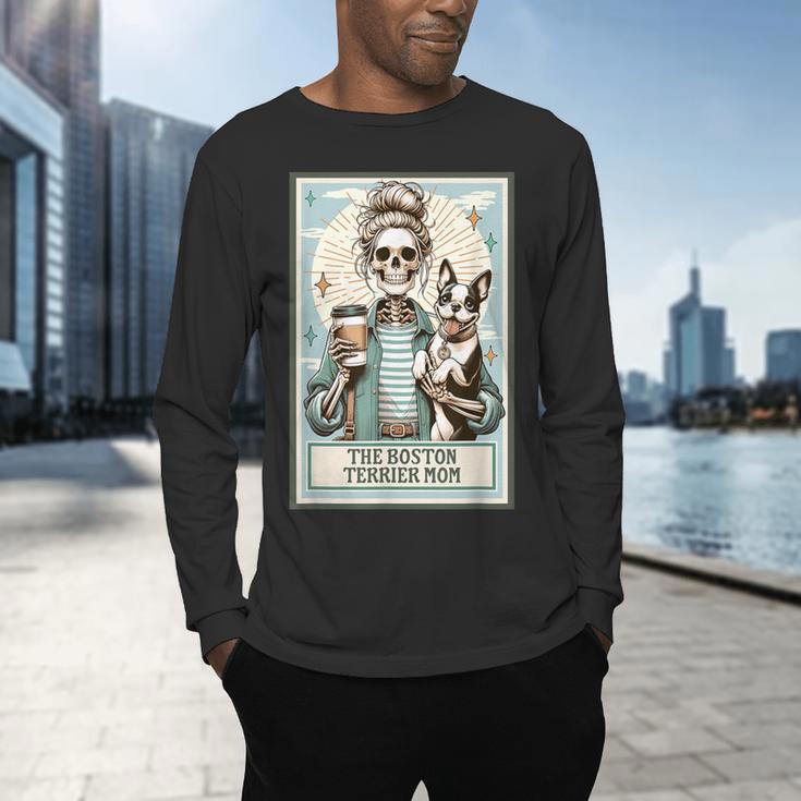 The Boston Terrier Mom Skeleton Spooky Season Halloween Men's Long Sleeve T-Shirt, gift for family, gift for coworker