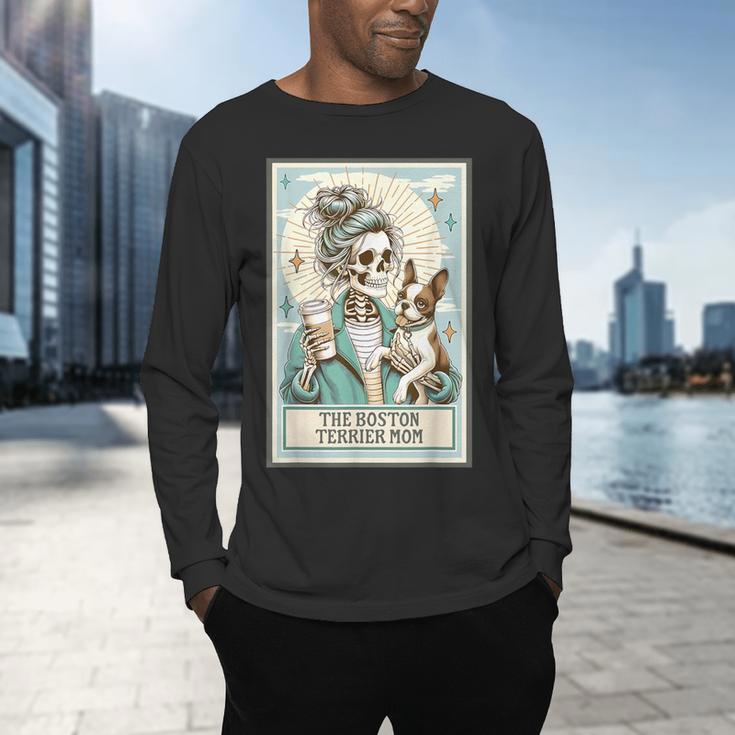 Boston Terrier Mom Skeleton Tarot Card Witch Vibes Dog Mom Men's Long Sleeve T-Shirt, gift for family, gift for coworker