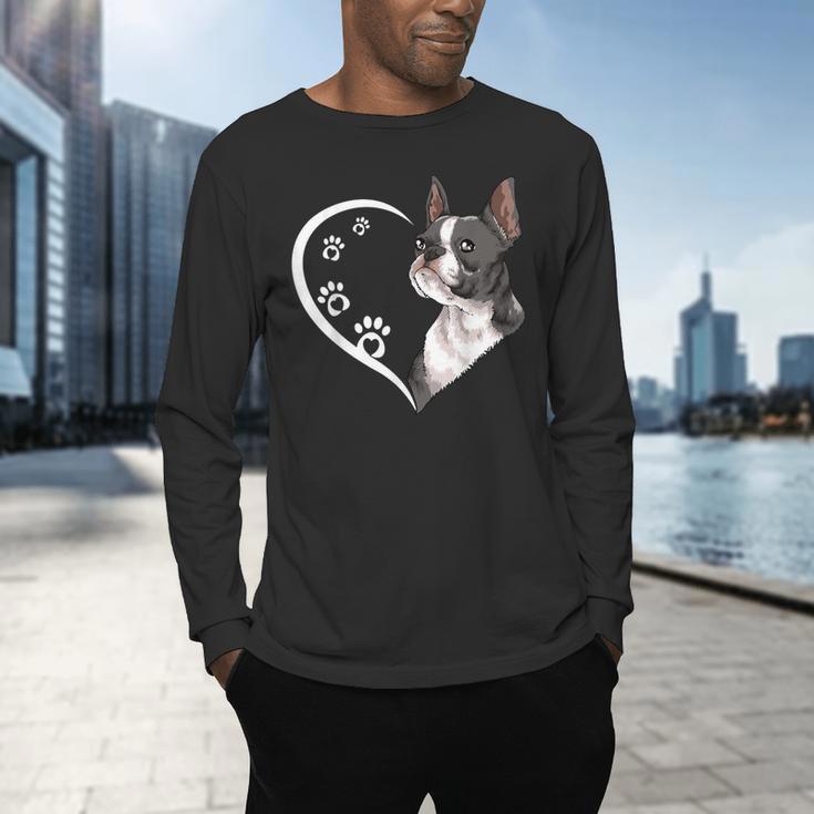 Boston Terrier Shirts For Women Girls Kids Heart Cute Men's Long Sleeve T-Shirt, gift for family, gift for coworker