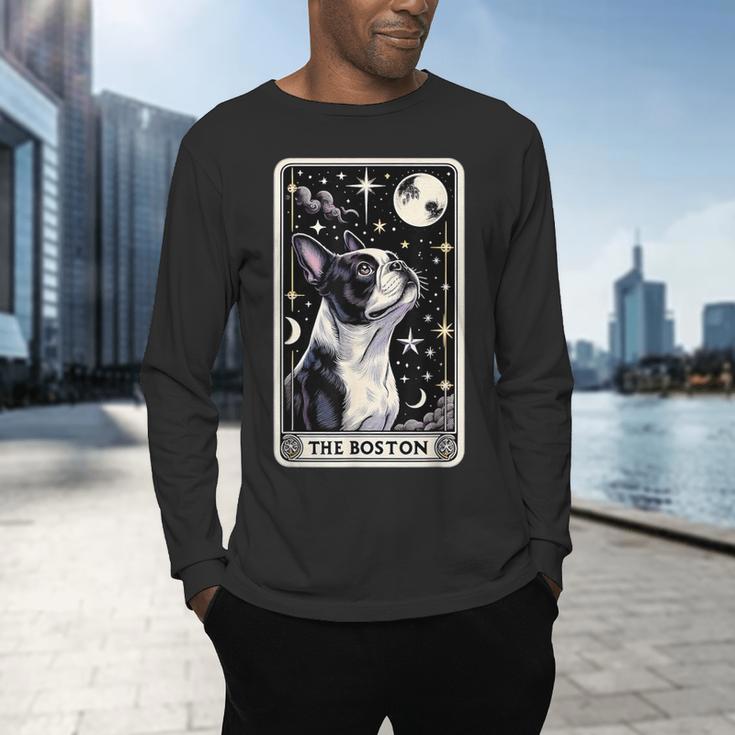 Boston Terrier Tarot Card Star With The Moon Men Women Kids Men's Long Sleeve T-Shirt, gift for family, gift for coworker