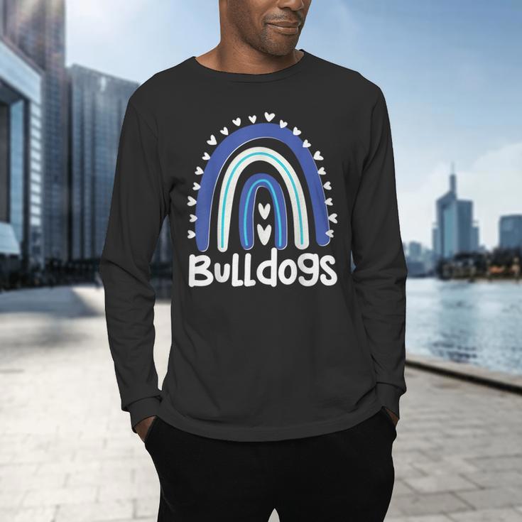 Bulldogs School Mascot Rainbow Teacher Lover Men's Long Sleeve T-Shirt, gift for family, gift for coworker Bulldogs School Mascot Rainbow Teacher Lover Men's Long Sleeve T-Shirt, gift for family, gift for coworker