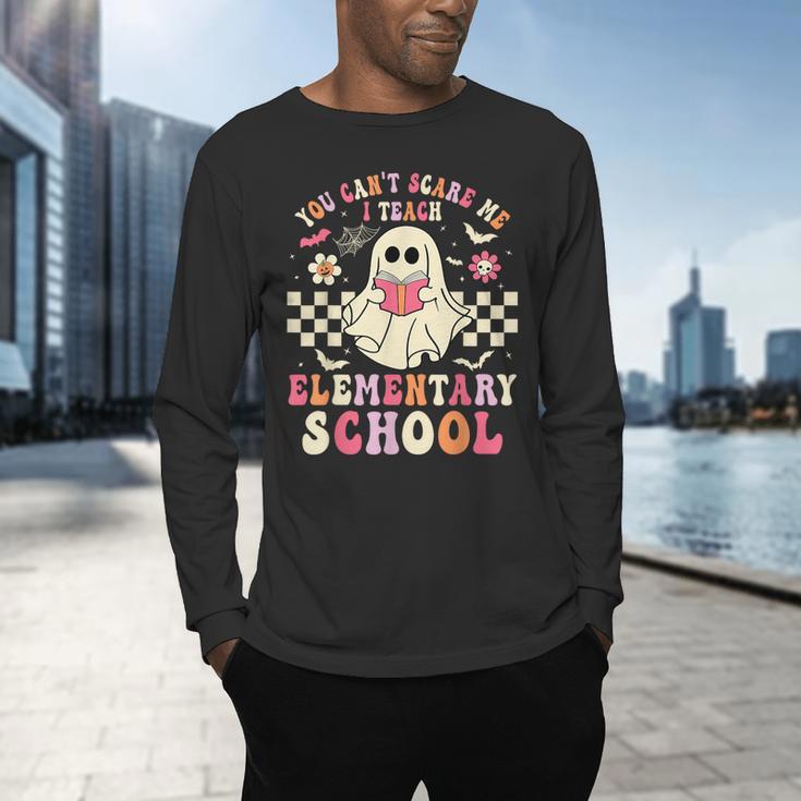 You Can't Scare Me I Teach Elementary School Teacher Spooky Men's Long Sleeve T-Shirt, gift for family, gift for coworker