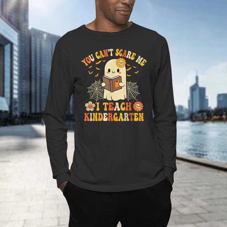 You Can't Scare Me I Teach Kindergarten Halloween Teacher Men's Long Sleeve T-Shirt, gift for family, gift for coworker You Can't Scare Me I Teach Kindergarten Halloween Teacher Men's Long Sleeve T-Shirt, gift for family, gift for coworker
