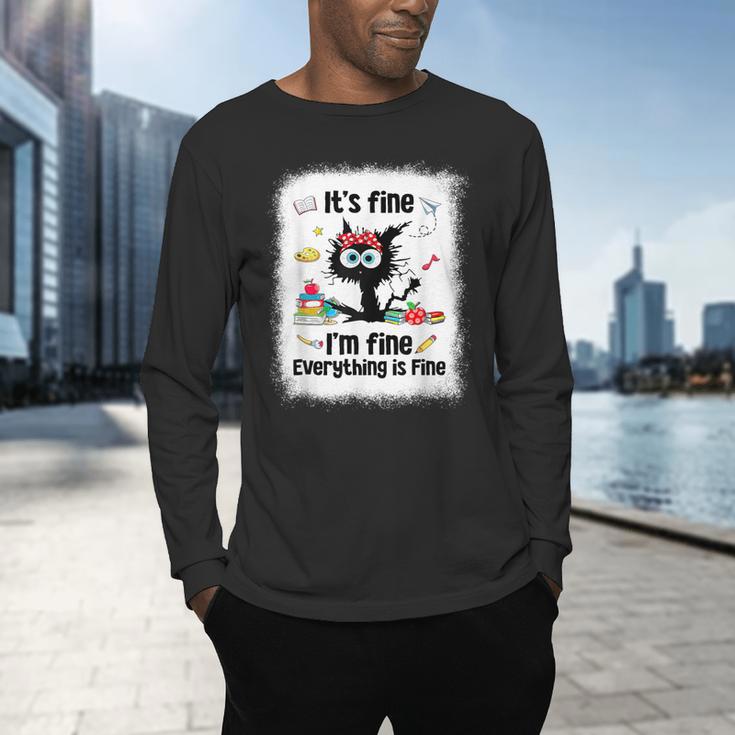 Cat It's Fine I'm Fine Everything Is Fine Teacher Life Men's Long Sleeve T-Shirt, gift for family, gift for coworker Cat It's Fine I'm Fine Everything Is Fine Teacher Life Men's Long Sleeve T-Shirt, gift for family, gift for coworker