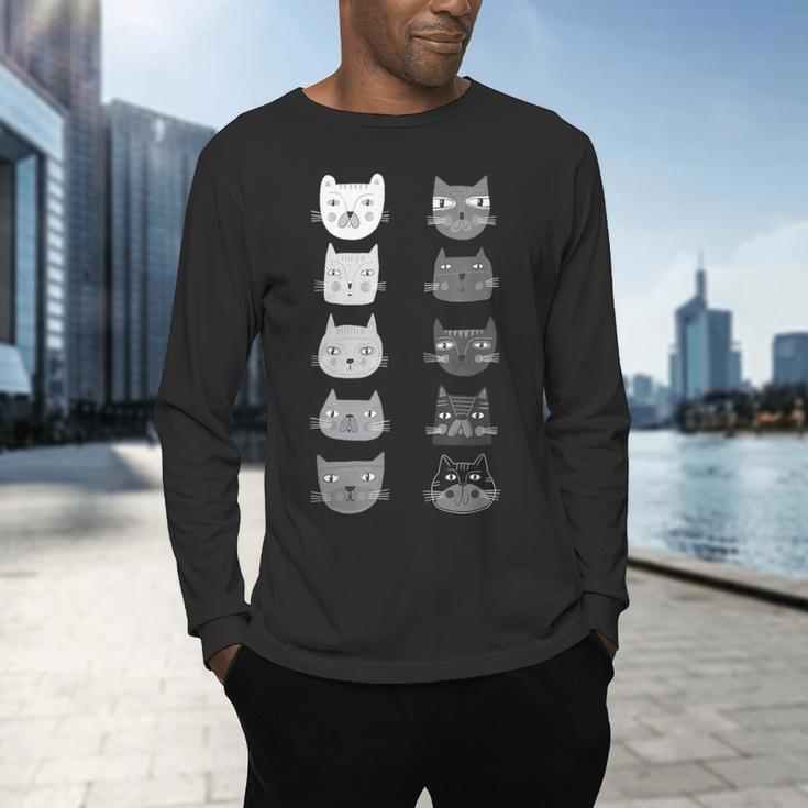 Cat Themed Artist Value Scale Educational Art Teacher Men's Long Sleeve T-Shirt, gift for family, gift for coworker