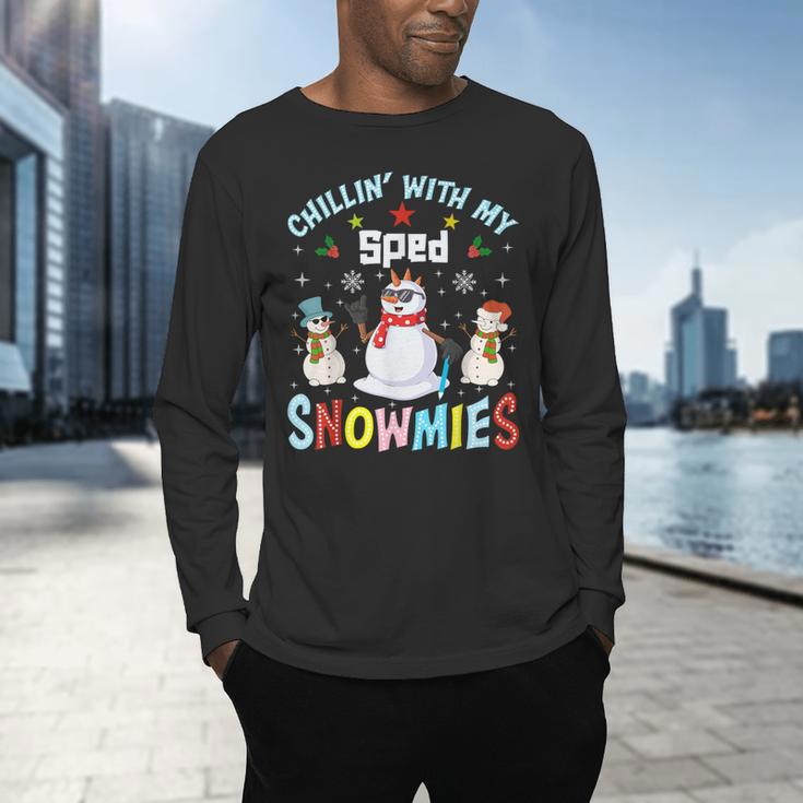 Chillin With My Sped Snowmies Teacher Student Christmas Men's Long Sleeve T-Shirt, gift for family, gift for coworker Chillin With My Sped Snowmies Teacher Student Christmas Men's Long Sleeve T-Shirt, gift for family, gift for coworker