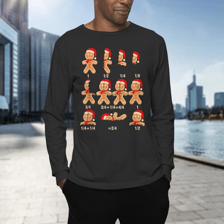 Christmas Math Teacher Equation Gingerbread With Santa Hat Men Women Men's Long Sleeve T-Shirt, gift for family, gift for coworker