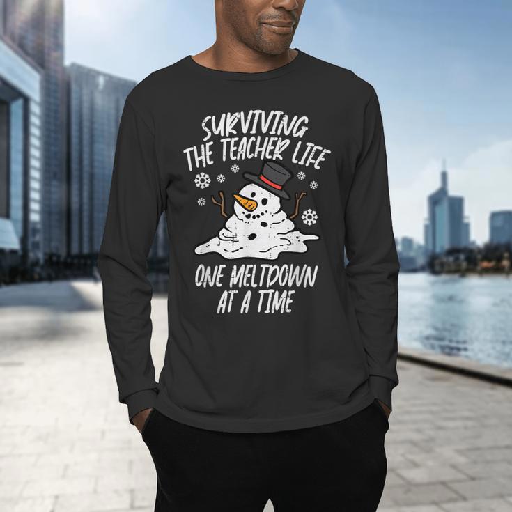 Christmas Surviving Teacher Life Meltdown Xmas Women Men Men's Long Sleeve T-Shirt, gift for family, gift for coworker Christmas Surviving Teacher Life Meltdown Xmas Women Men Men's Long Sleeve T-Shirt, gift for family, gift for coworker