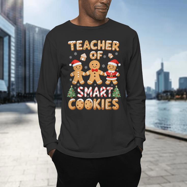 Christmas Teacher Of Smart Cookies Gingerbread Man Teaching Men's Long Sleeve T-Shirt, gift for family, gift for coworker Christmas Teacher Of Smart Cookies Gingerbread Man Teaching Men's Long Sleeve T-Shirt, gift for family, gift for coworker