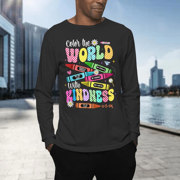 Color The World With Kindness Teacher Back To School Men's Long Sleeve T-Shirt, gift for family, gift for coworker