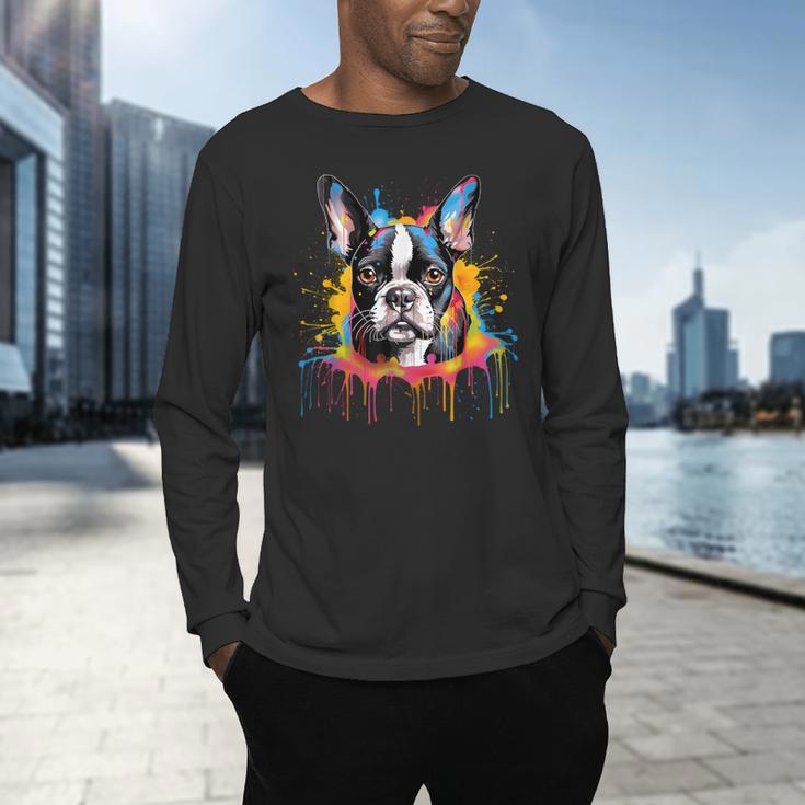 Colorful Boston Terrier Dog For Men Women Kids Men's Long Sleeve T-Shirt, gift for family, gift for coworker