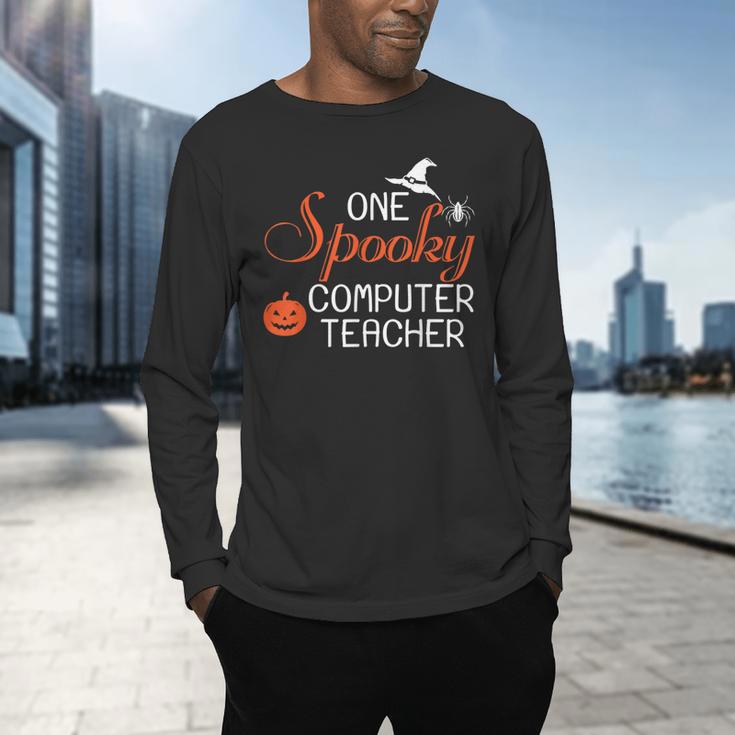 Computer Teacher Halloween Spooky Men Women Kids Men's Long Sleeve T-Shirt, gift for family, gift for coworker