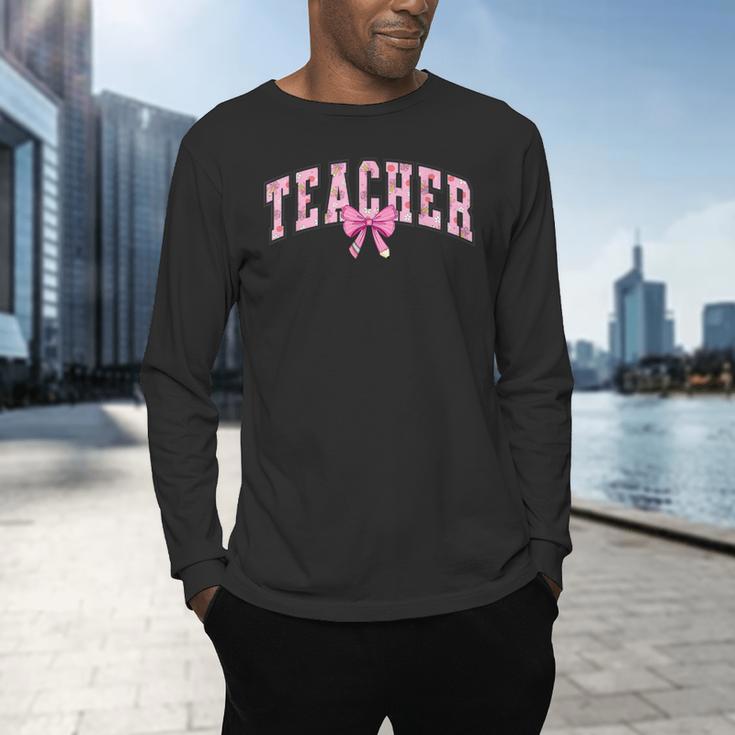 Coquette Bow Back To School First Day Teacher Men's Long Sleeve T-Shirt, gift for family, gift for coworker