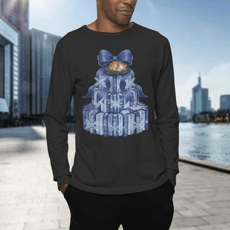 Coquette Bow Book Tree Merry Christmas Xmas Teacher Holiday Men's Long Sleeve T-Shirt, gift for family, gift for coworker Coquette Bow Book Tree Merry Christmas Xmas Teacher Holiday Men's Long Sleeve T-Shirt, gift for family, gift for coworker