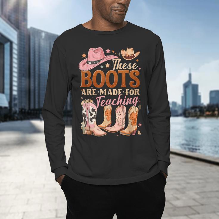 Cowboy Teacher These Boots Are Made-For Teaching School Men's Long Sleeve T-Shirt, gift for family, gift for coworker Cowboy Teacher These Boots Are Made-For Teaching School Men's Long Sleeve T-Shirt, gift for family, gift for coworker