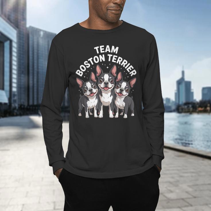 Cute Cartoon For Dog Owners Pet Team Boston Terrier Men's Long Sleeve T-Shirt, gift for family, gift for coworker