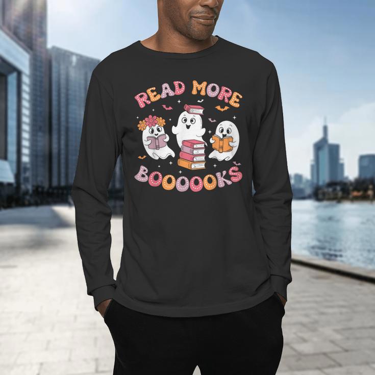 Cute Ghost Book Read More Books Teachers Halloween Men's Long Sleeve T-Shirt, gift for family, gift for coworker
